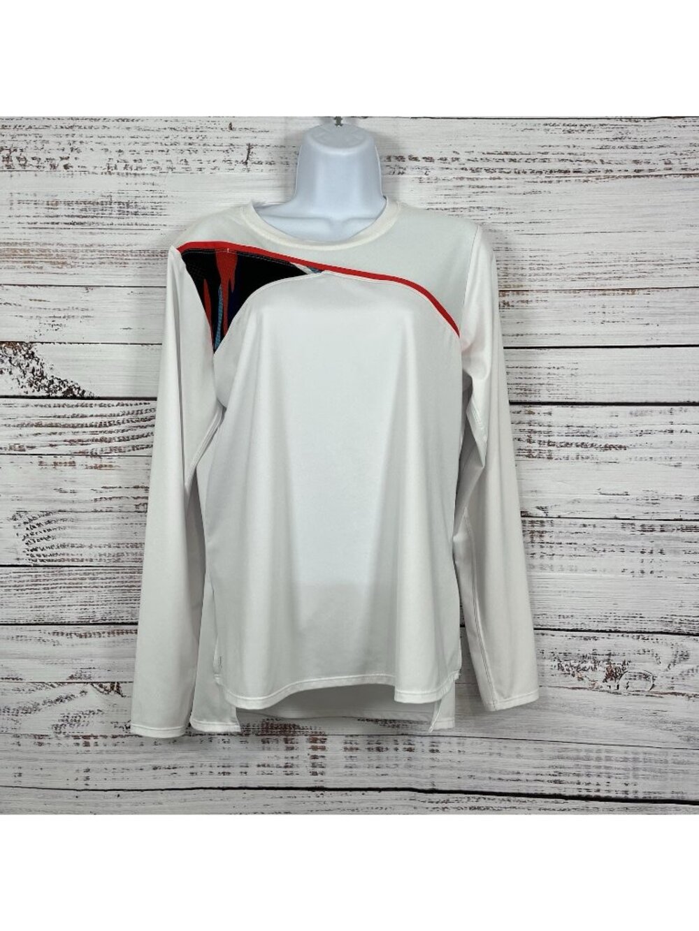 Tail White Golf Pullover Long Sleeve High Low Hem Mesh Top